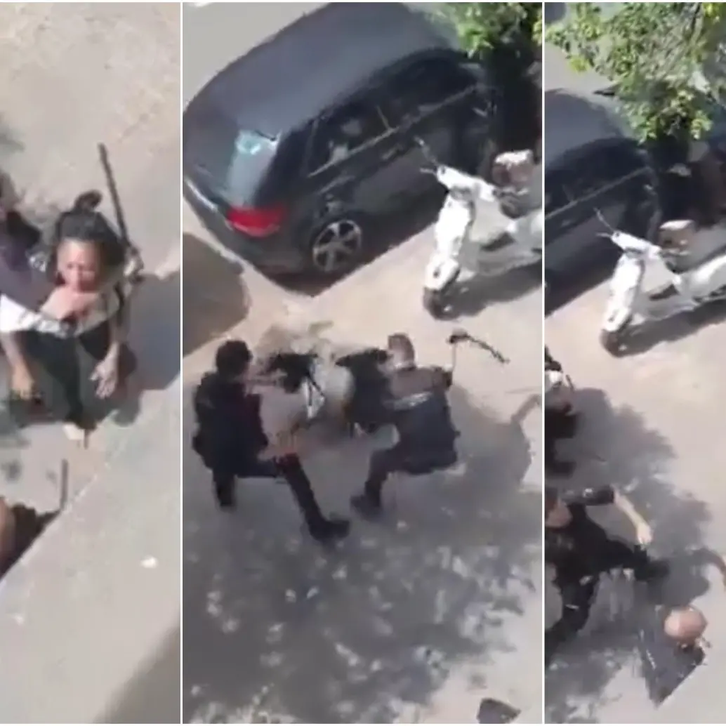 Secuencia de como los policías reducieron y golpearon a la joven colombiana y su familia en las calles de Valencia. FOTO: Captura de video