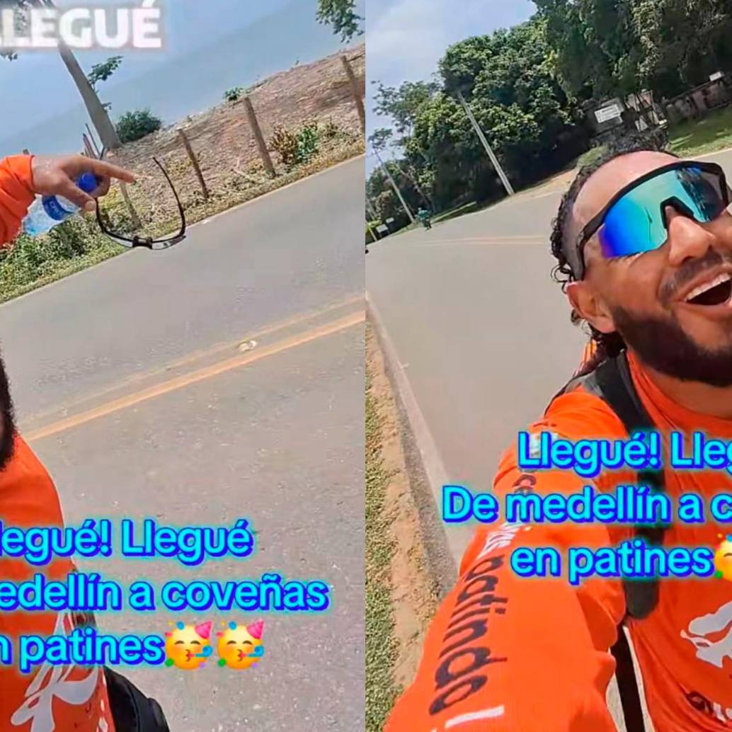 El patinador Farley Stiven se demoró siete días para llegar desde Medellín hasta Coveñas, en la Costa Caribe de nuestro país. FOTO: Captura de video