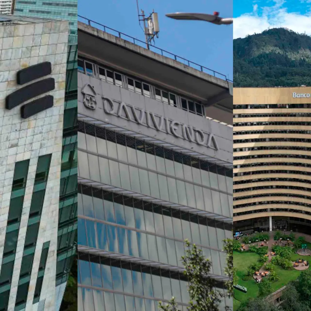 Tres bancos concentraron la mayor parte de las utilidades del sistema financiero colombiano en 2025. FOTOS: MANUEL SALDARRIAGA, COLPRENSA Y CORTESÍA