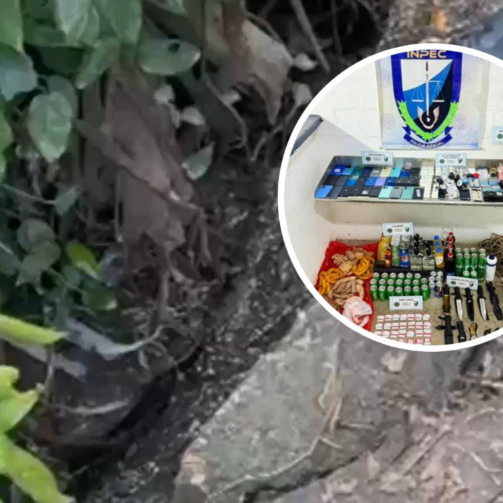 El Inpec detectó un “tren” de 30 metros cargado de droga, celulares y dinero que viajaba por las aguas lluvias de La Dorada. FOTO: Inpec / Colprensa