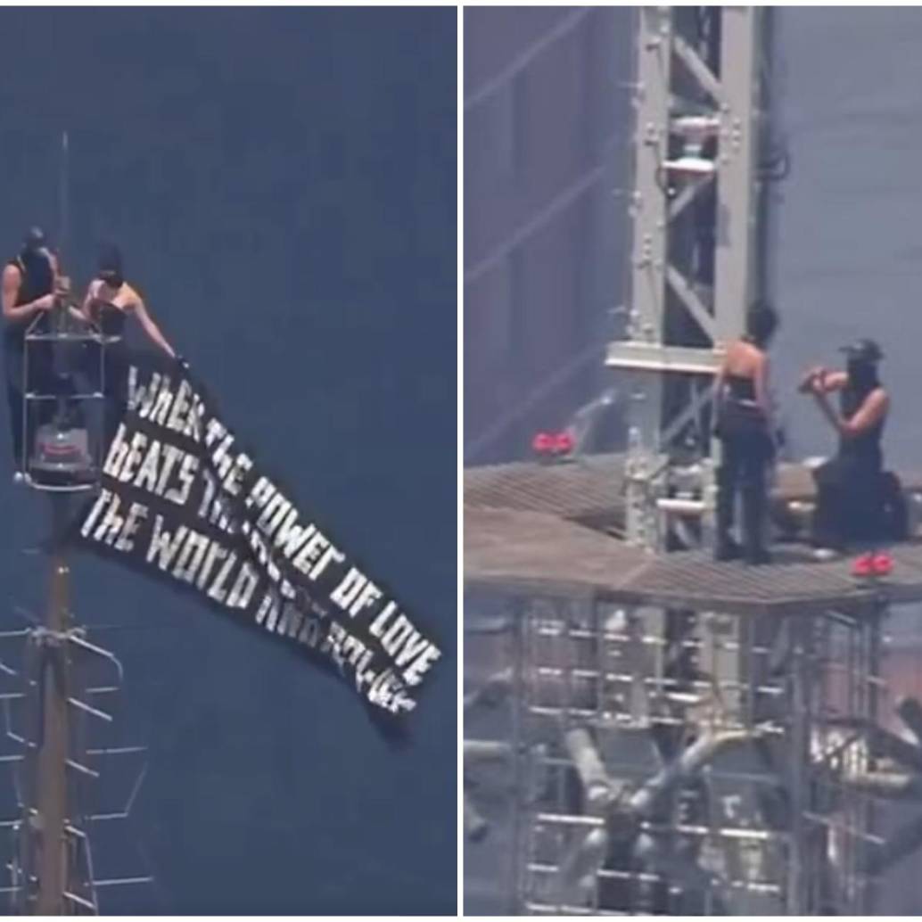 La policía de Nueva York detuvo este miércoles a un hombre y una mujer que lograron burlar los controles del Empire State para subir sin permiso a su antena. FOTO: Captura de video de redes sociales 