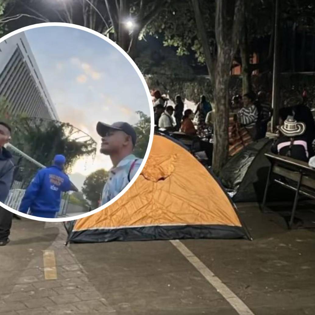 Los indígenas instalaron carpas y hamacas en las afueras del centro administrativo La Alpujarra. Inicialmente bloquearon la movilidad en la zona, pero luego de ubicaron sin afectar la circulación vehicular. FOTO: <b>CORTESÍA</b>