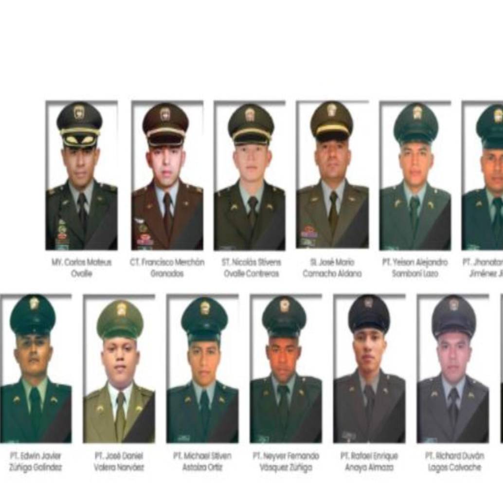 Estos fueron los policías asesinados por las Disidencias de las Farc en Amalfi. FOTO: cortesía