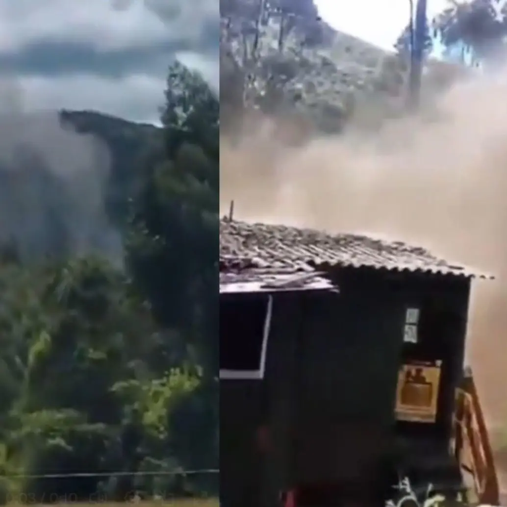 La población alertó una explosión y una nube de humo en la mina La Carbonera. Foto: captura video redes sociales