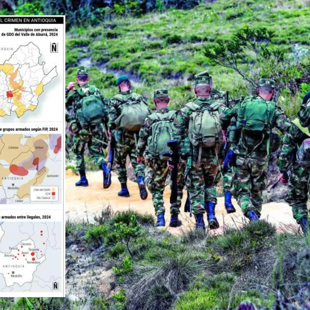Un pelotón del Ejército Nacional patrulla la zona rural de Yarumal, en el Norte antioqueño, zona de alta presencia de actores ilegales. FOTO MANUEL SALDARRIAGA
