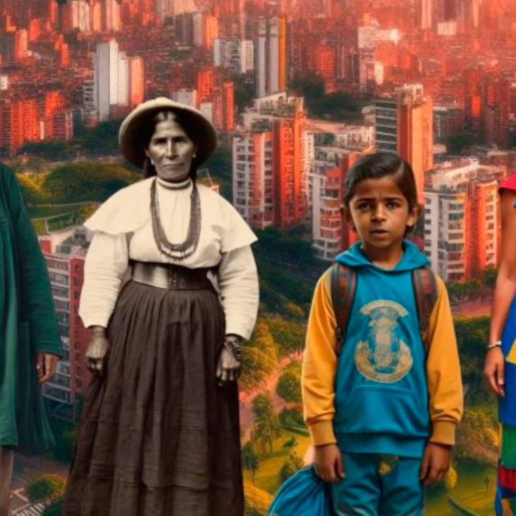 Octavio, Mercedes, Miguelito y Gloria son los protagonistas del documental <i>Un Poblado más allá del turismo</i> que se creó con IA y cuenta la transformación de este sector de Medellín. FOTO Cortesía