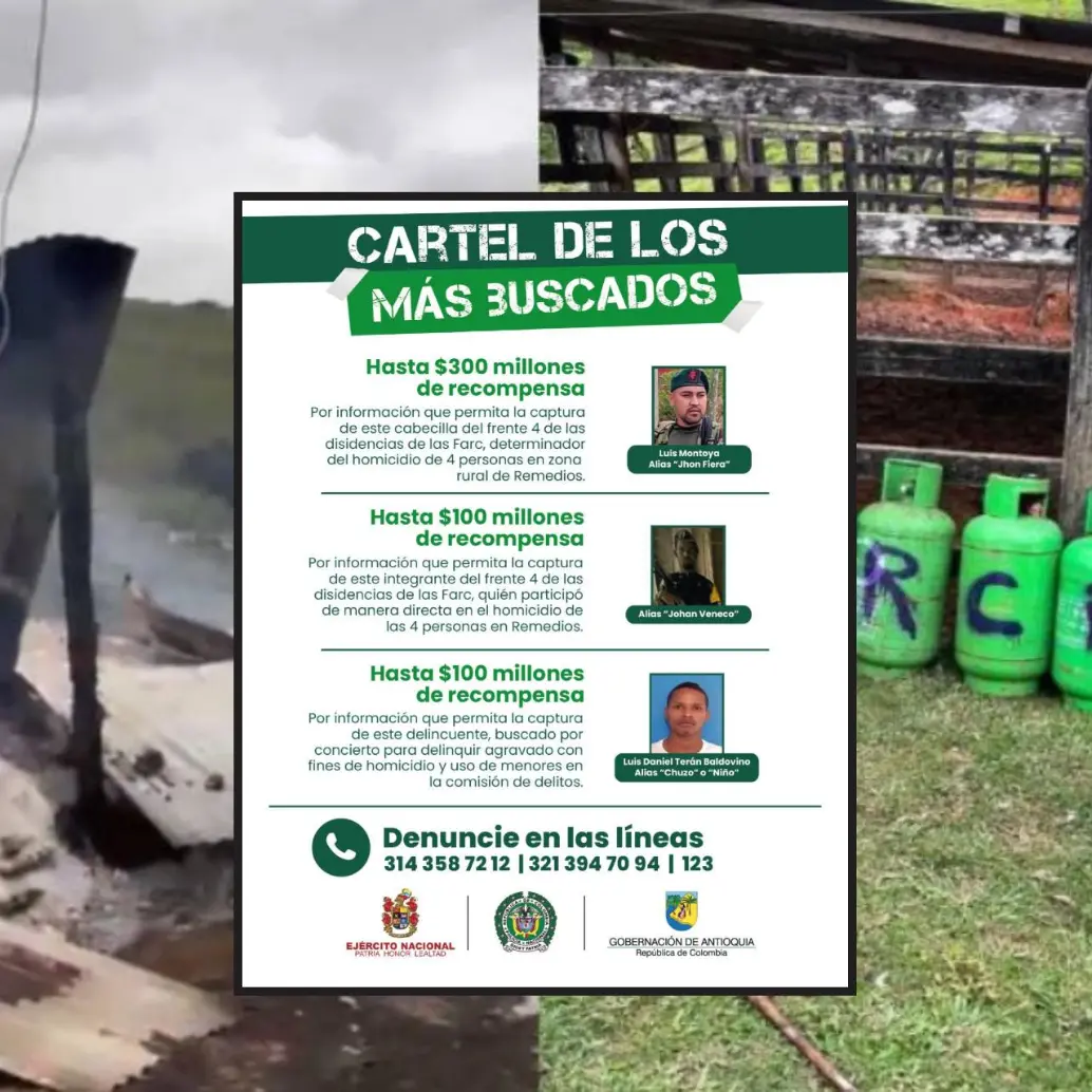 Las autoridades ofrecen entre $100 y $300 millones por los implicados en la masacre. FOTO: Cortesía e imagen tomada de redes.
