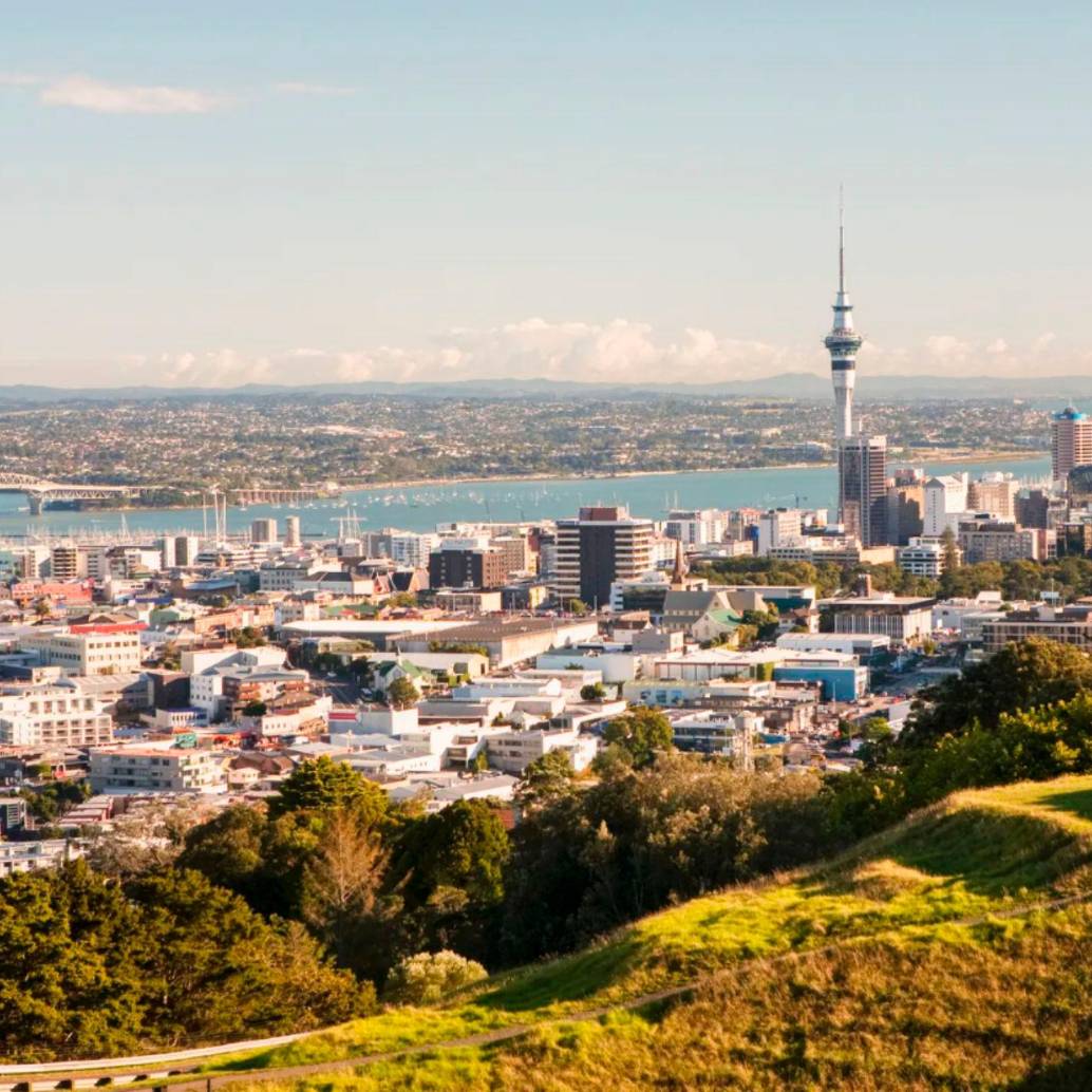 Panorámica de Auckland, ciudad de Nueva Zelanda. FOTO: Getty