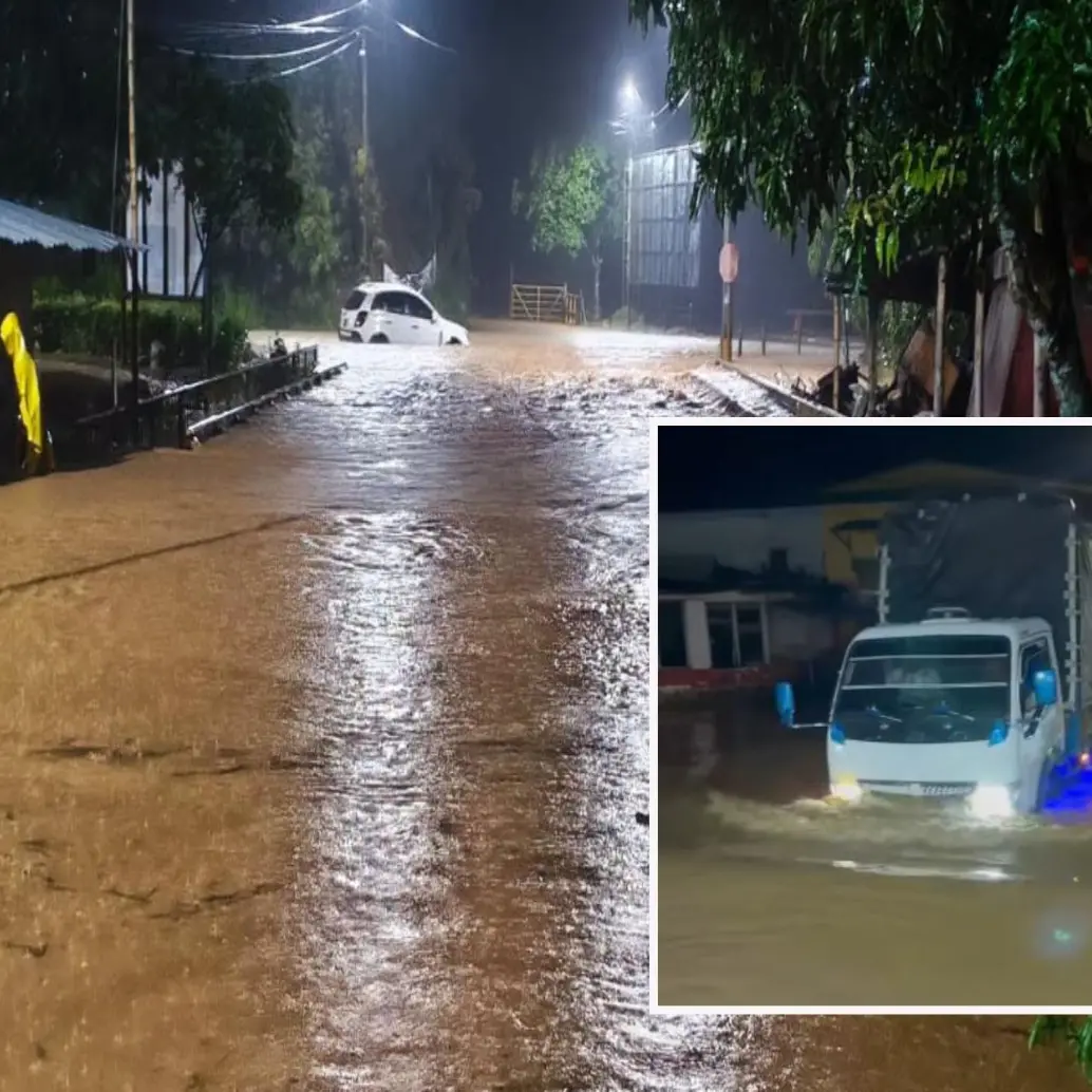 Las inundaciones que afectaron varios sectores de El Bagre en el Bajo Cauca. FOTO: imagen tomada de redes.