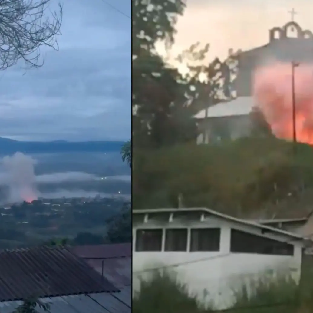 Desde las 5:30 de la mañana comenzaron los ataques a la estación de Policía de Mondomo, Santander de Quilichao, Cauca. Foto: Captura video redes sociales 