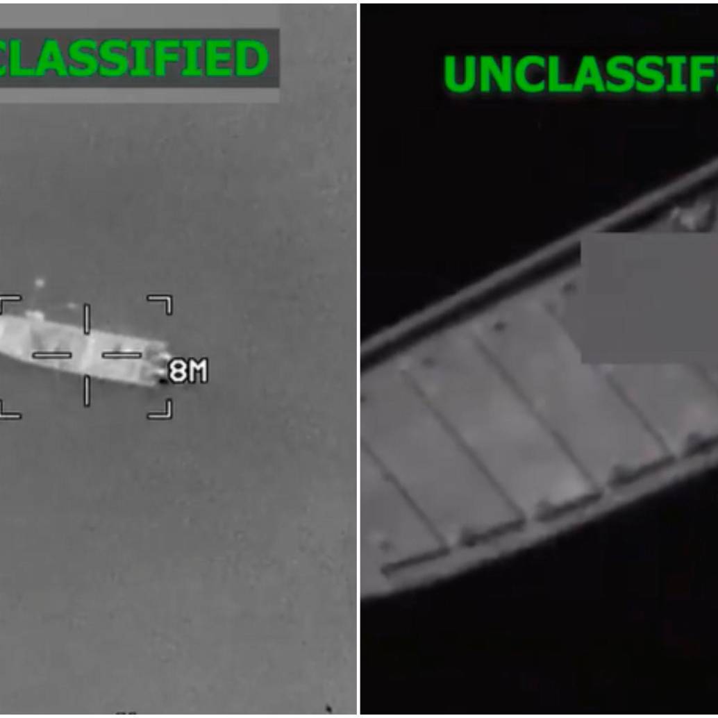 Imágenes de dos de las tres embarcaciones atacadas por Estados Unidos este lunes 16 de febrero. FOTOS: Capturas de video @Southcom 