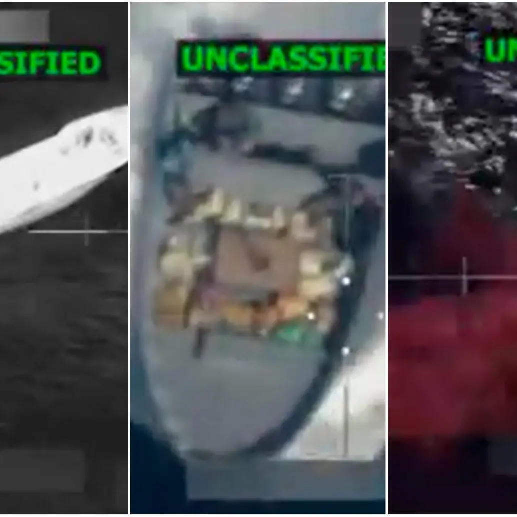 Imagenes de las dos embarcaciones interceptadas y atacadas por EE. UU. en el Pacífico. FOTOS: Capturas de video X @SecWar