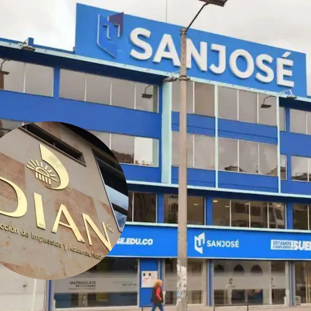 De acuerdo con el Sistema Nacional de Información de la Educación Superior (Snies), la matrícula total de la Fundación Universitaria San José pasó de 1.768 estudiantes en 2020 a 5.656 en 2024, un incremento del 219,8%. FOTO: DIAN y Redes Sociales