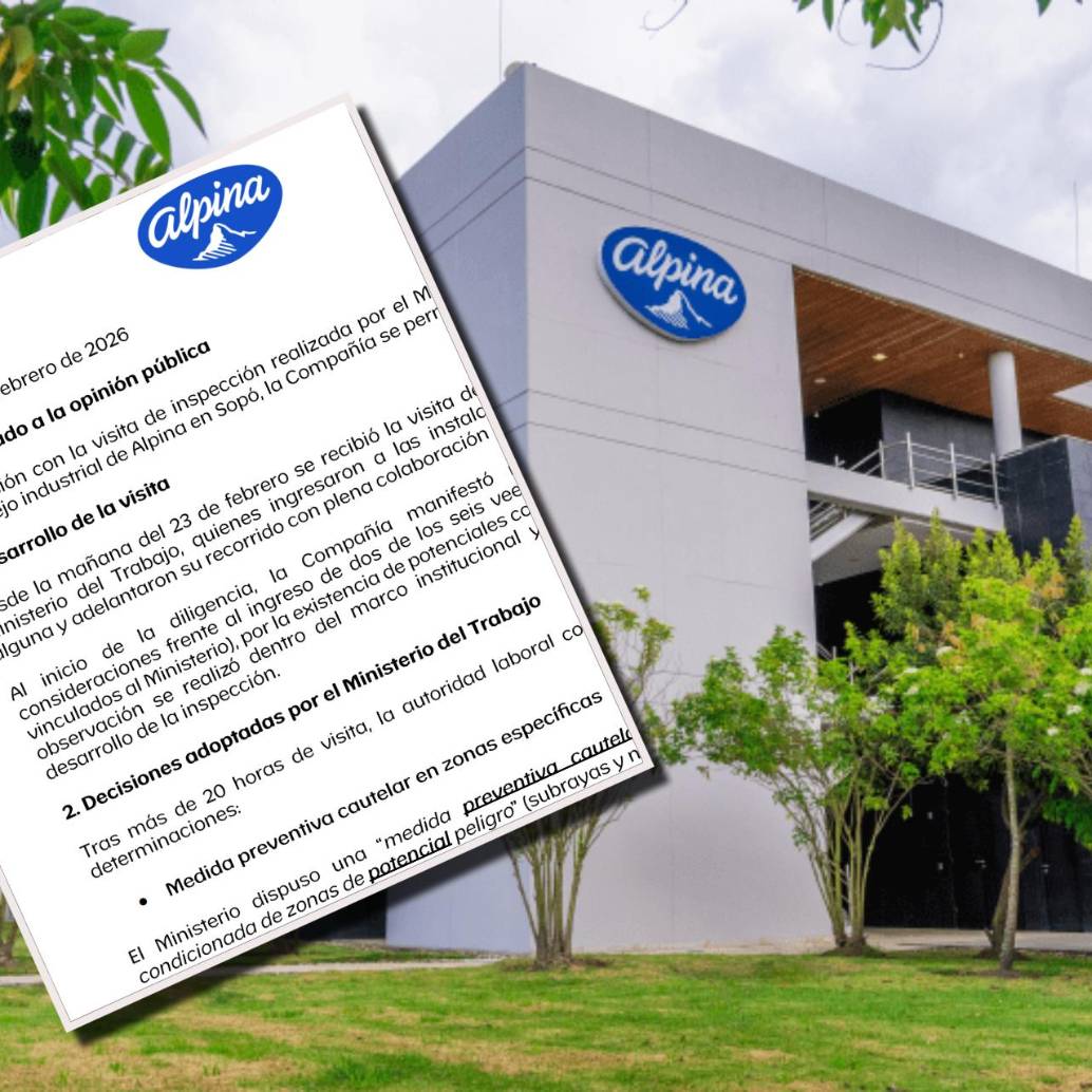 <p>El Ministerio del Trabajo paralizó temporalmente cuatro áreas de la planta de Alpina en Sopó tras detectar fugas de vapor, manejo peligroso de ácidos y presunta persecución sindical, asegurando protección laboral. Foto: Cortesía</p><p> </p>