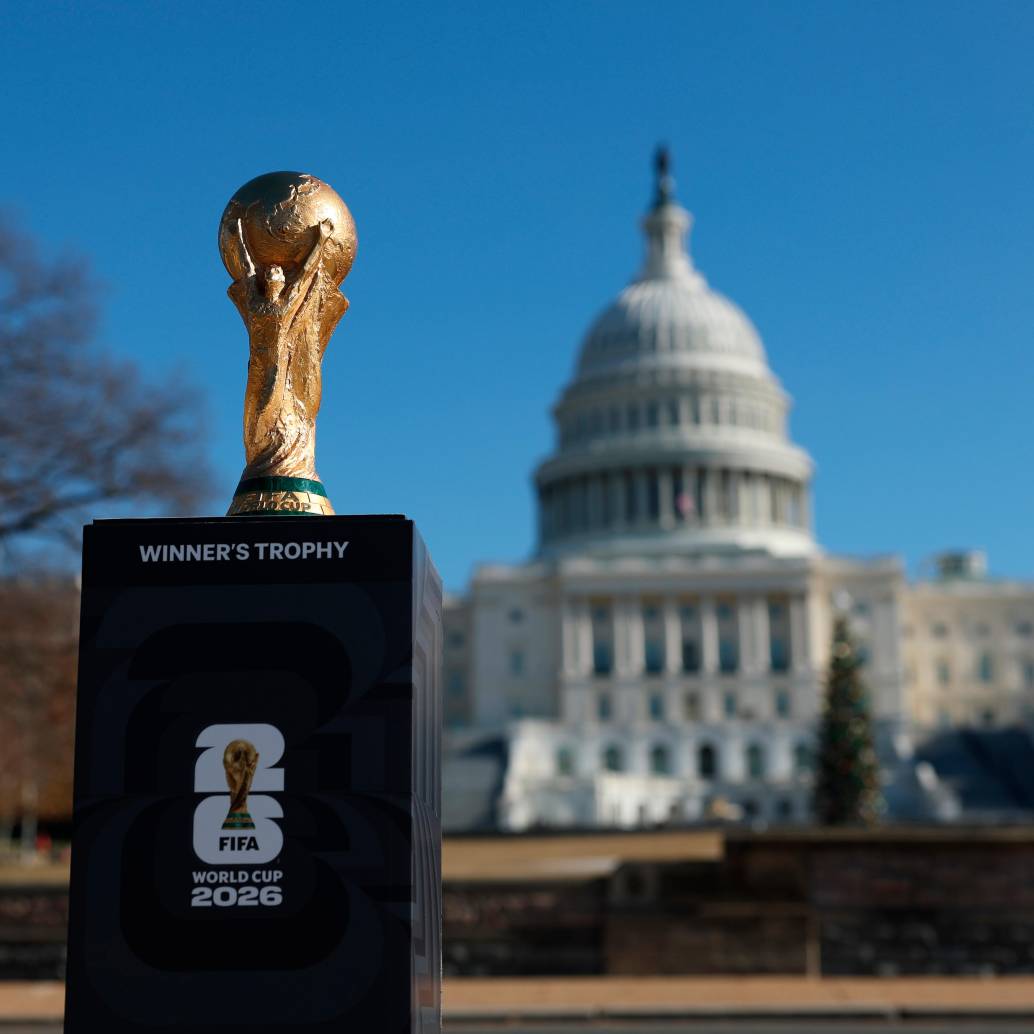 Este es el trofeo de la Copa Mundo, ganado por última vez por Argentina en Catar-2022. FOTO: GETTY