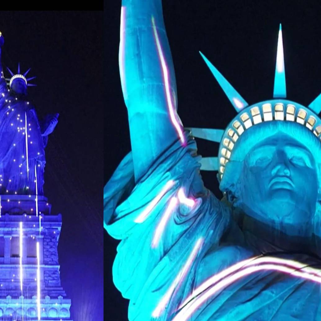 La Estatua de la Libertad brilló con música electrónica y láseres por el aniversario de EE. UU. Foto: captura de video de redes sociales @usaenvivo_
