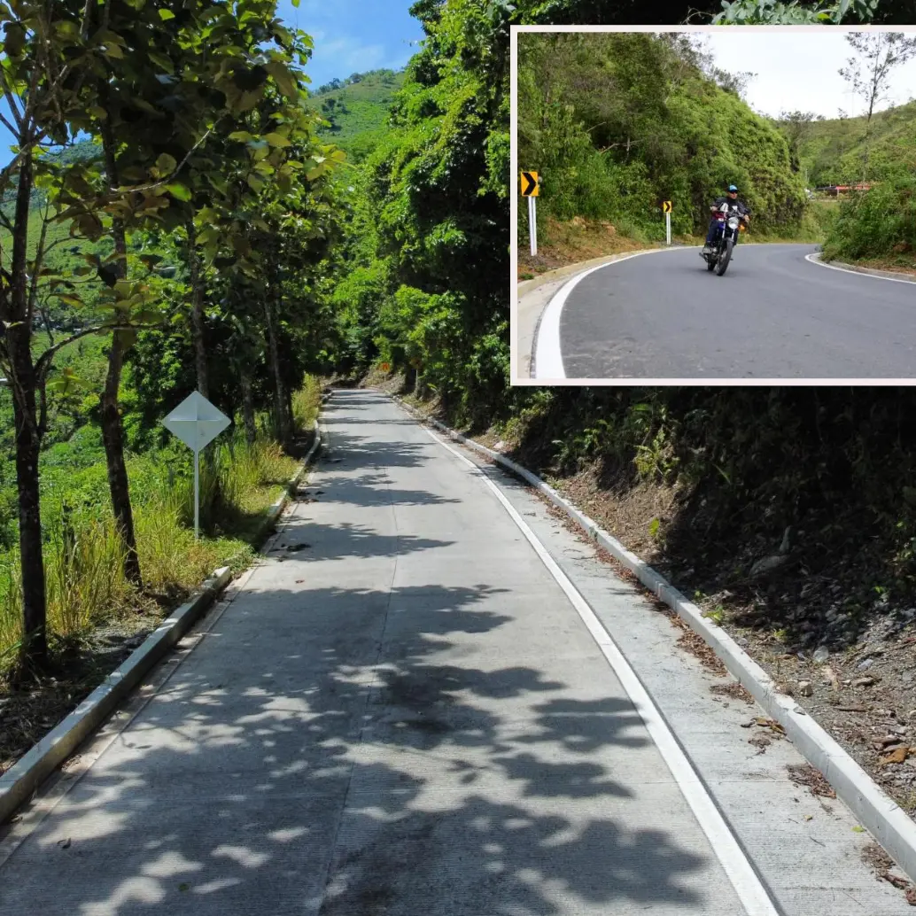 Vía Santo Domingo – Alto de La Quiebra ejecutada con obras por impuestos en Antioquia. FOTO: Cortesía
