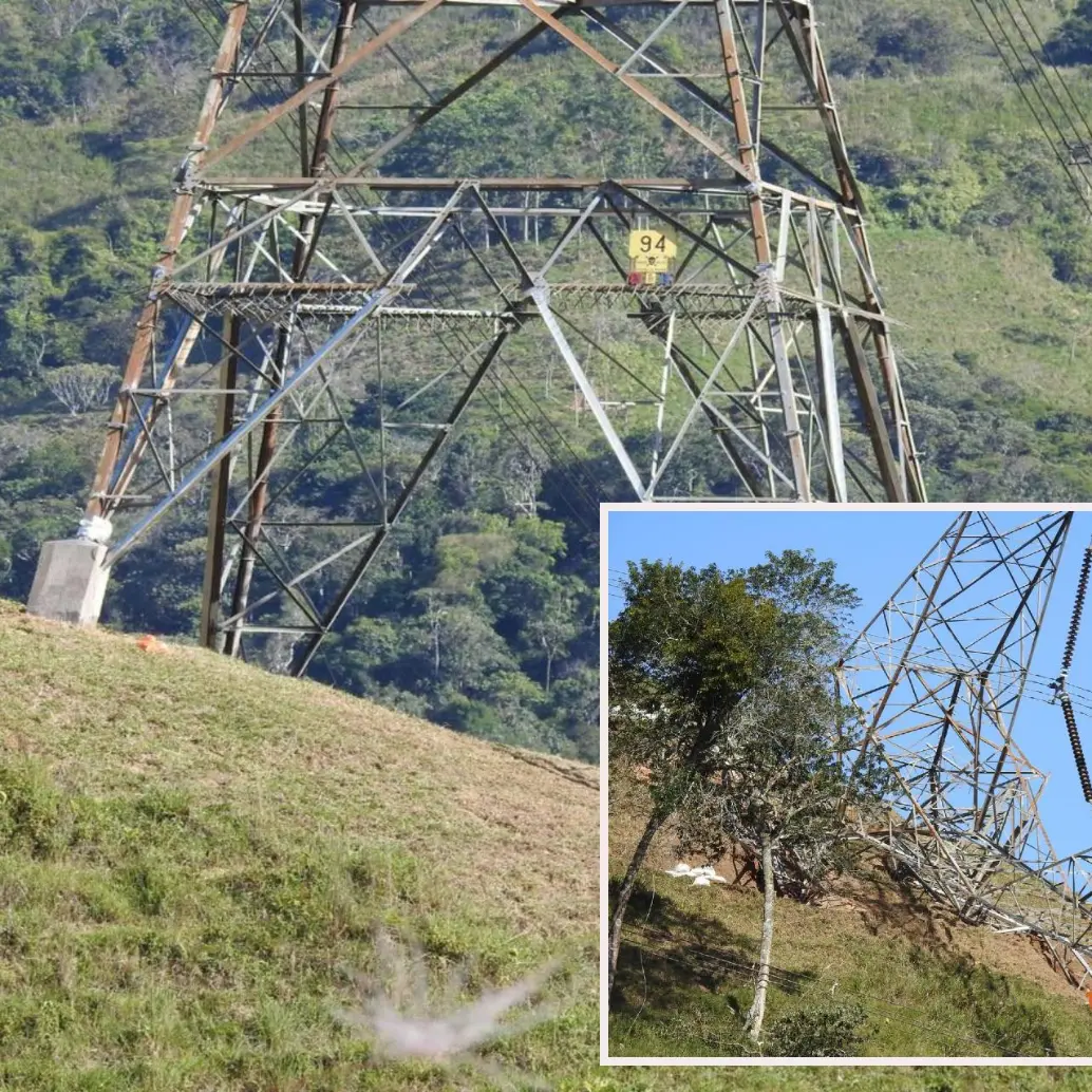Así quedaron las torres atacadas en el municipio de San Roque. FOTO: imagen tomada de X.