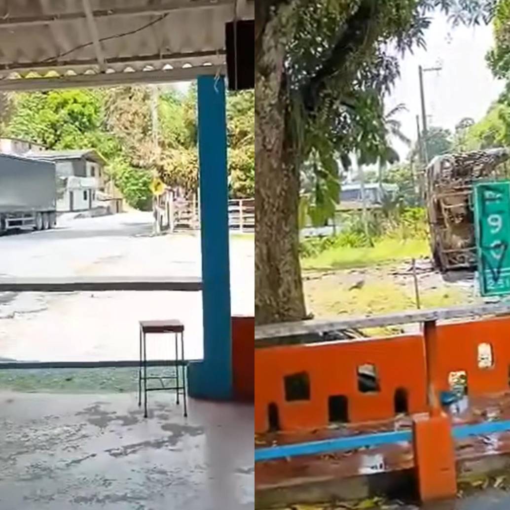 Atentados del ELN en contra del Ejército dejaron un camión baleado y un menor herido en Valdivia, Antioquia. FOTO: CAPTURA DE VIDEO