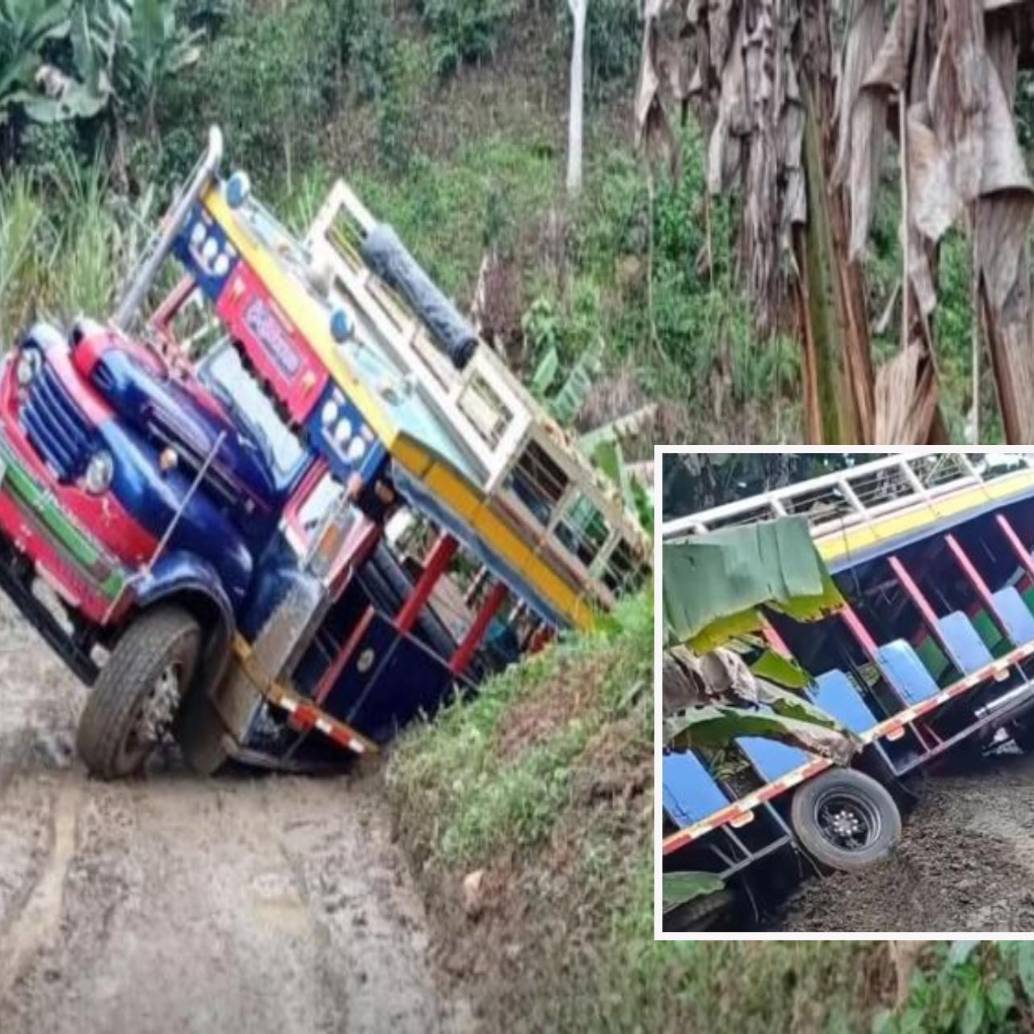 Así quedó el camión afectado tras el incidente vial. FOTO: imagen tomada de redes.