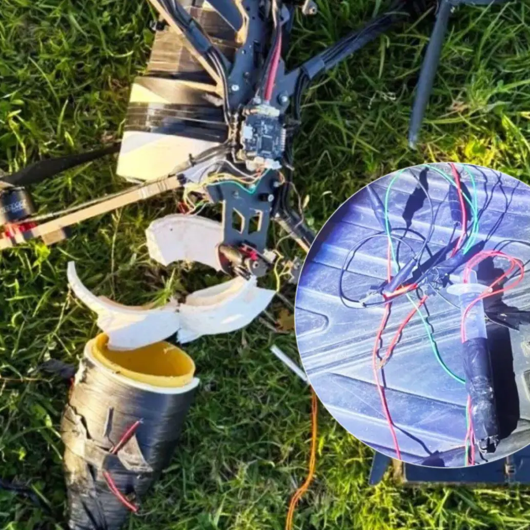 El dron hallado a 5.4 kilómetros de la rampa militar del Comando Aéreo de Transporte Militar (Catam) contaba con un detonador improvisado en una jeringa. Fotos: Cortesía 
