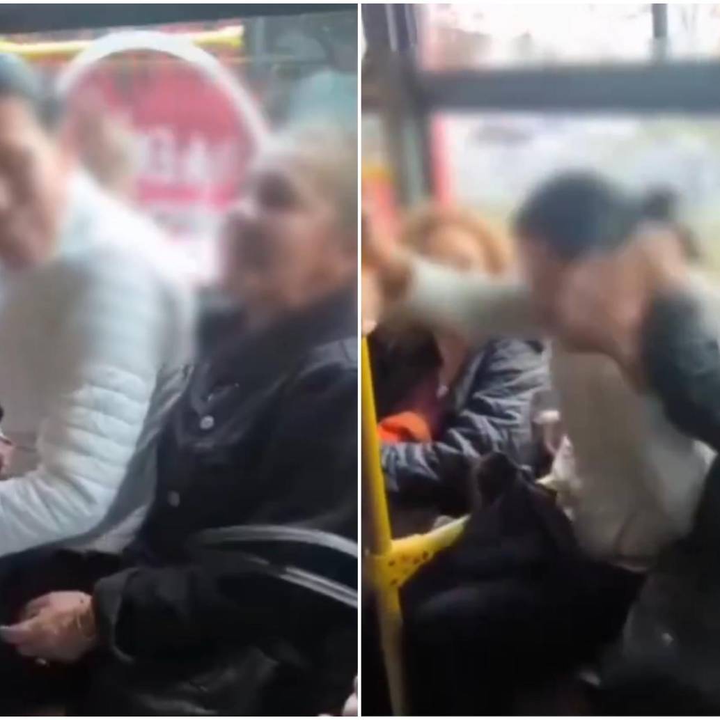 Con el pasar del momento, la discusión escaló hasta una agresión física por parte de una de las involucradas, que le pegó en la cabeza a la otra. FOTO: Captura de video redes sociales
