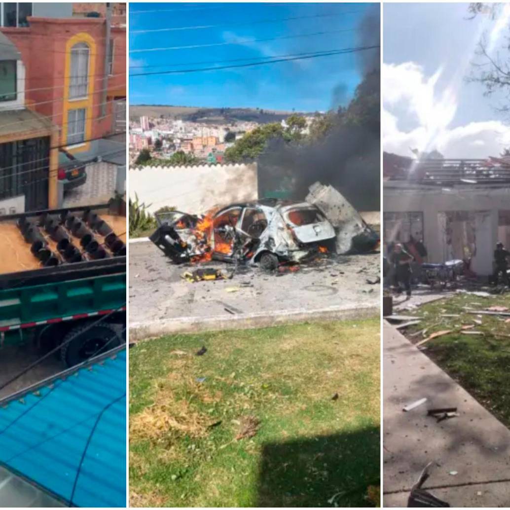 La volqueta fue abandonada en el barrio Prados de Alcalá, en inmediaciones al Batallón de Infantería N.° 1 Simón Bolívar. Algunos de los artefactos detonaron y causaron afectaciones. FOTOS: Tomadas de redes sociales 
