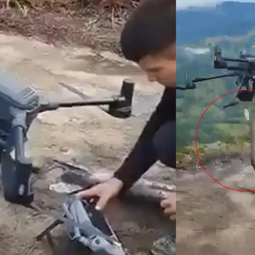 Menor de edad manipula un dron tipo DJI Matrice 400 en una zona rural del Cauca. Foto: captura de video