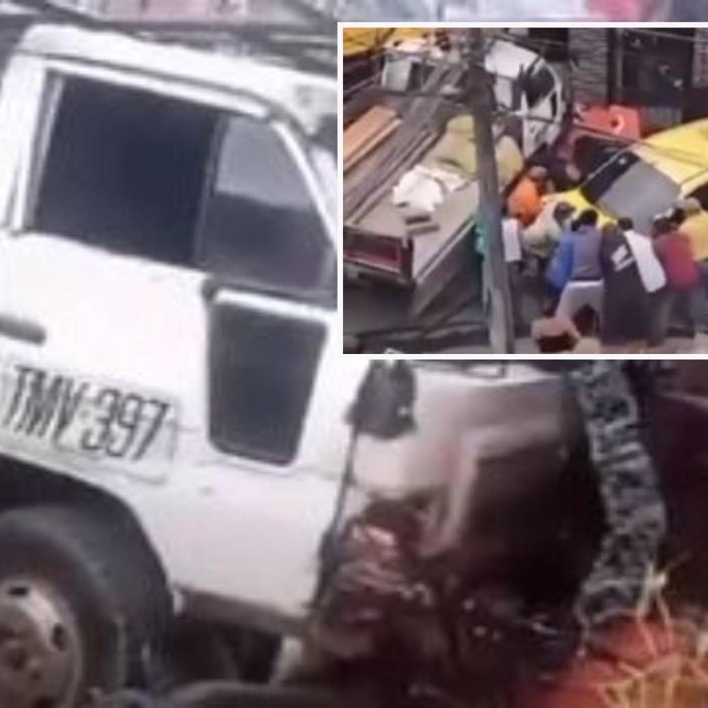 Adelante, vecinos tratan de rescatar a una de las víctimas del siniestro vial. Atrás, el automotor chocado. FOTO: imagen tomada de redes.