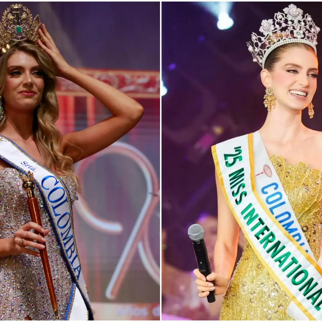 La antioqueña Catalina Duque Abréu con sus dos títulos de Señorita Colombia 2024 y Miss Internacional 2025. FOTO: Colprensa y tomada de Instagram @the_pageant_prince