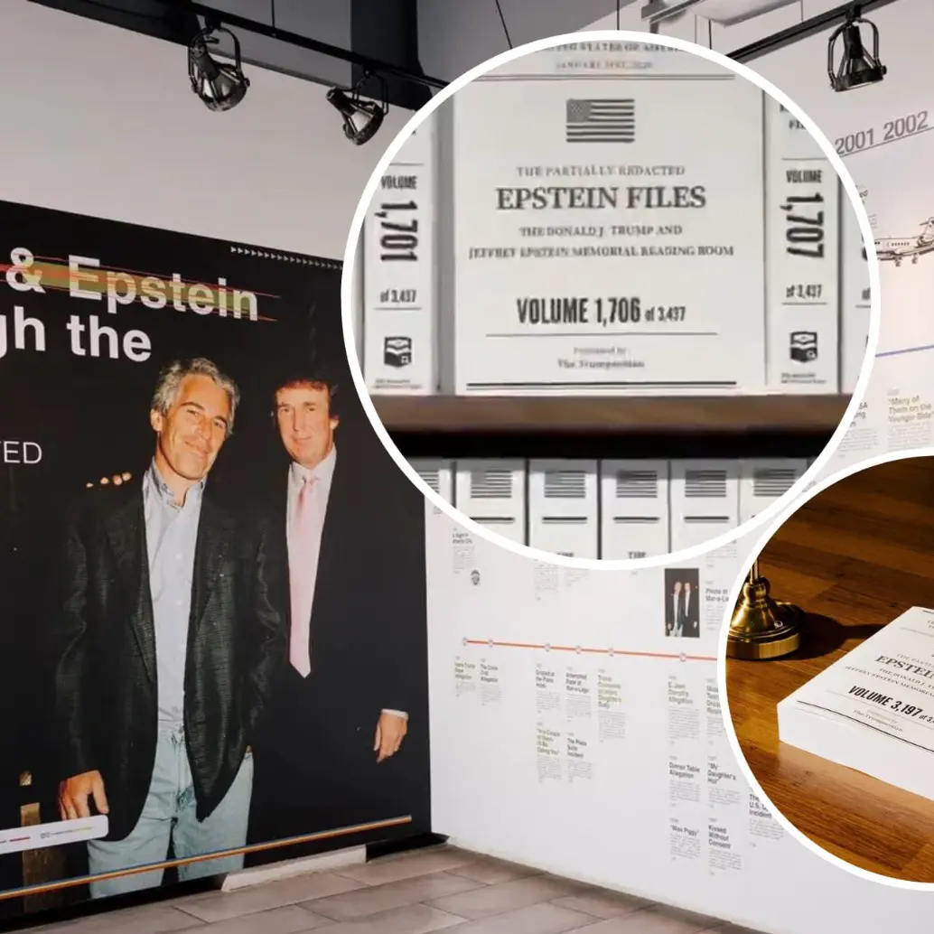 Biblioteca temporal en Nueva York donde se exhiben archivos del caso Epstein. Foto: redes sociales
