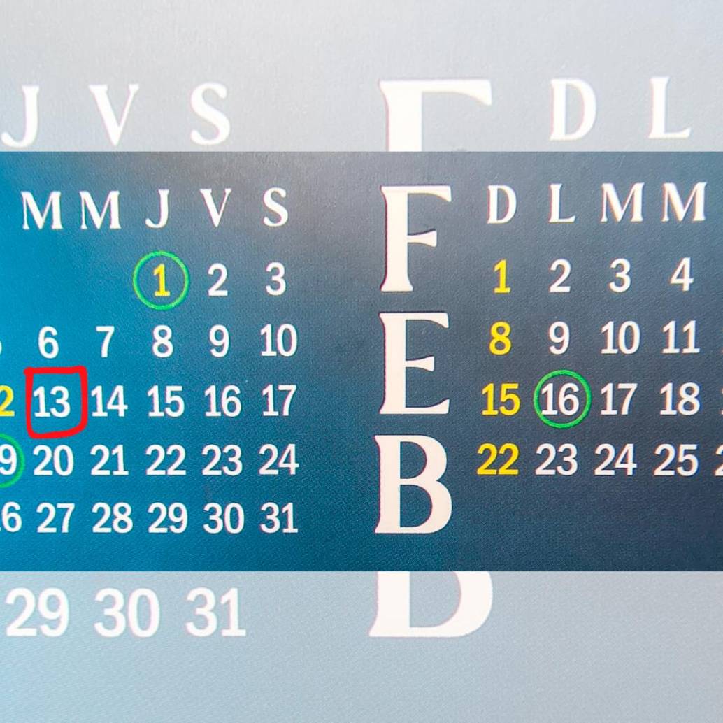El comienzo del 2026 trae el martes 13 en enero y el viernes 13 en febrero. FOTO Cortesía