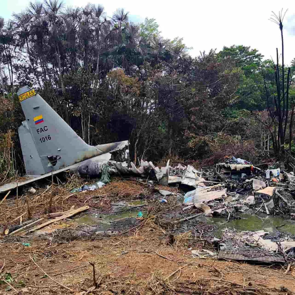 El avión de la Fuerza Aeroespacial Colombiana se accidentó el 23 de marzo de este año. Foto: AFP