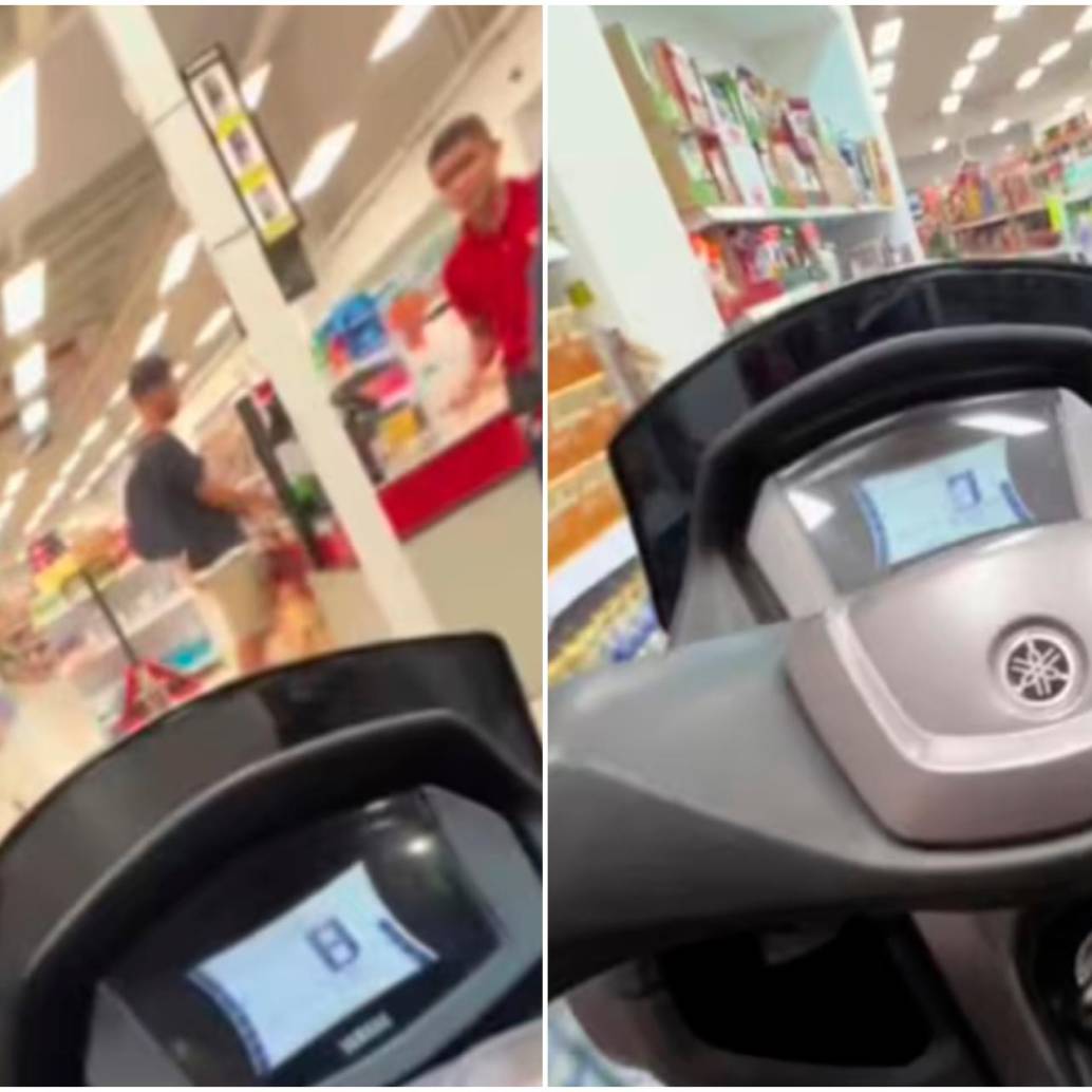 Varias personas se encontraban en la tienda cuando el creador de contenido entró a bordo de su moto. FOTO: Capturas de video 