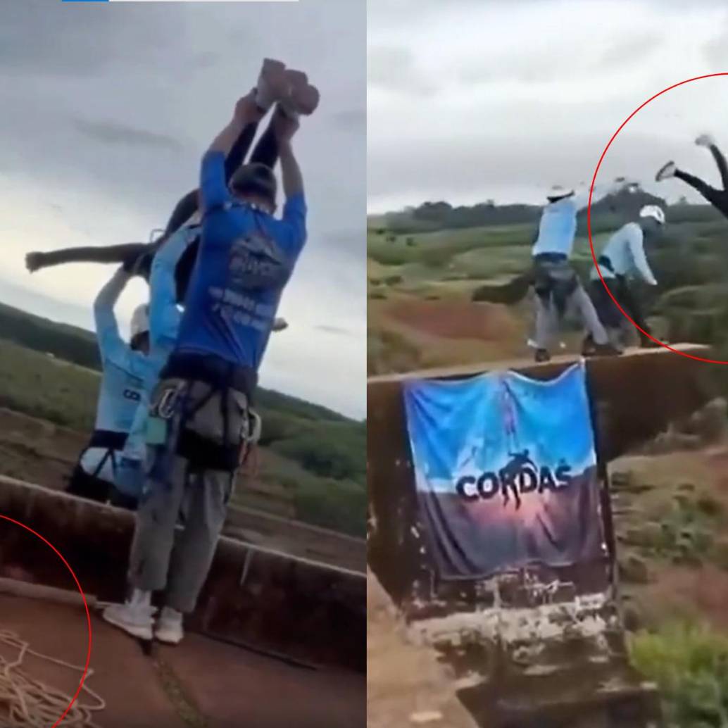 Joven murió al ser lanzada de un puente sin cuerda de seguridad durante salto extremo en Brasil. Foto: captura de video