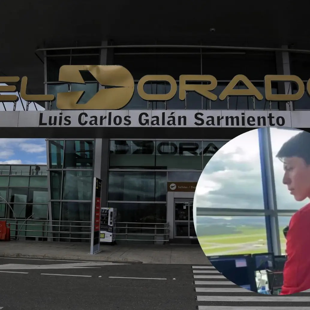 Una grabación publicada por el propio joven destapó el episodio que hoy investiga la Aerocivil. FOTO: AEROPUERTO EL DORADO Y REDES SOCIALES.