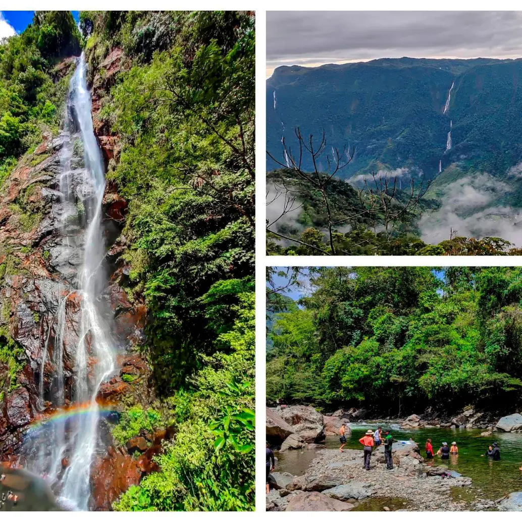 La Esmeralda es un imponente salto de agua que nace en el alto de Las Alfombras, cuya cima se encuentra a 2.100 msnm. Hace parte del Valle de Las Cascadas. FOTOS Juan Diego Ortiz e Iván García