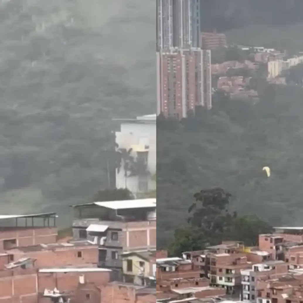 Video de parapentistas en riesgo en el municipio de Bello, Antioquia. Foto: videos Denuncias Antioquia