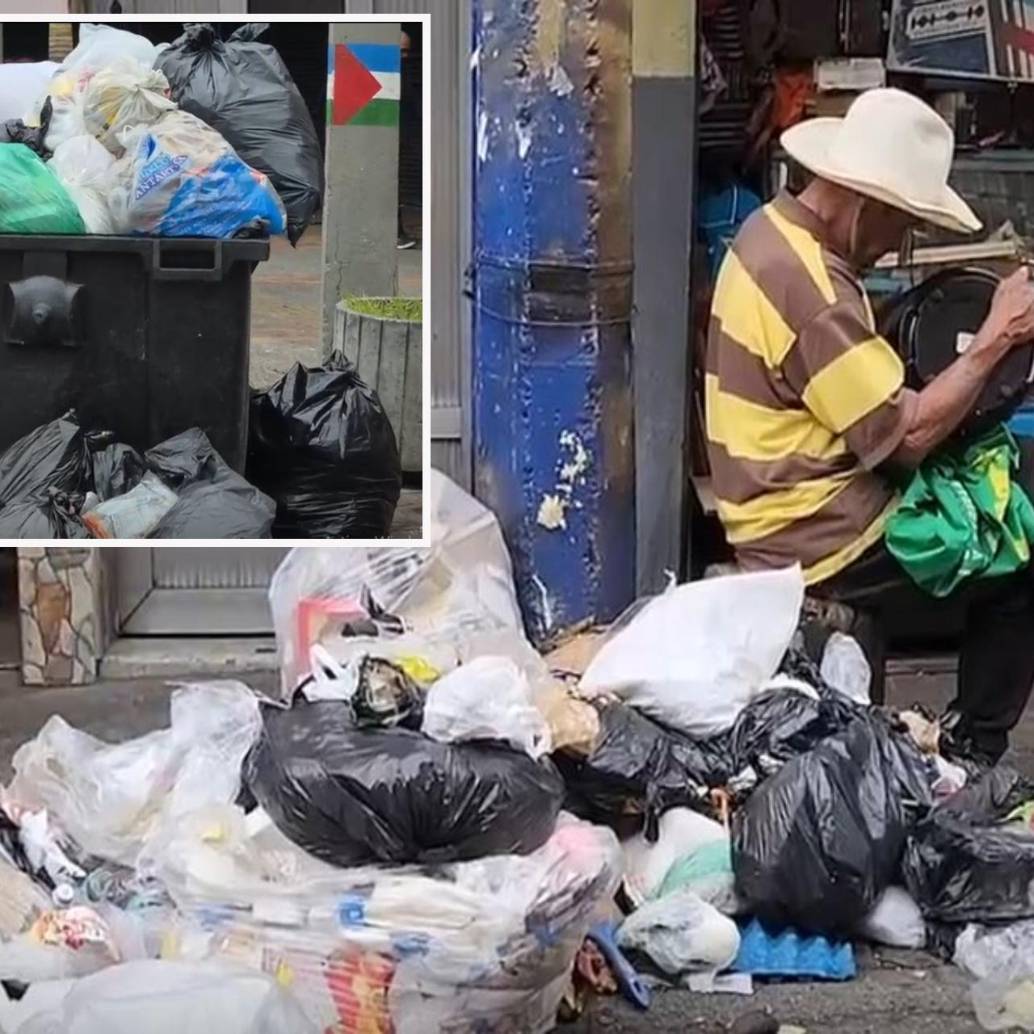 Así están algunas calles del municipio de Bello a raíz de la problemática con las basuras. FOTO: Cortesía.
