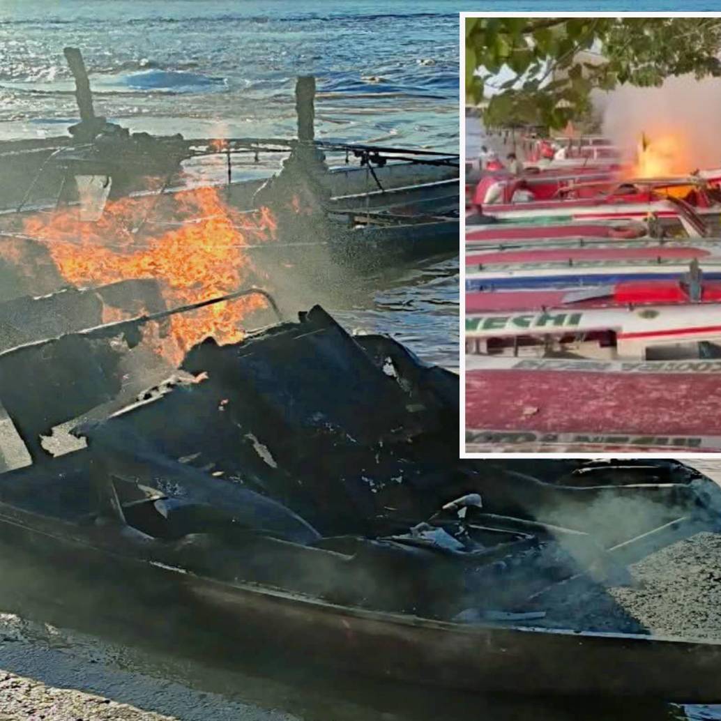 Imágenes del incendio ocurrido en el puerto de El Bagre. FOTO: Imagen tomada de redes.