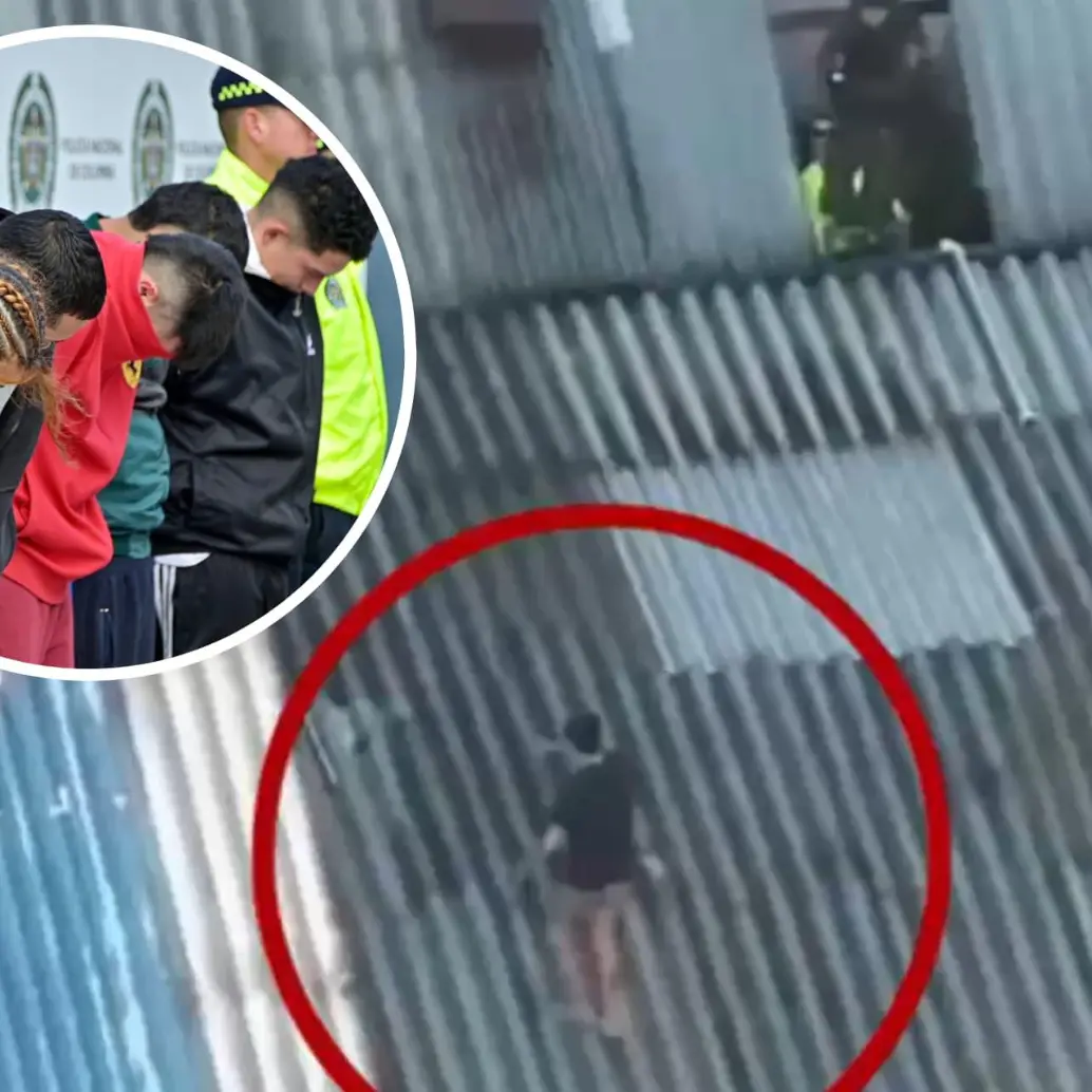 Uno de los integrantes de la banda “Los Astutos” intentó huir por los techos. Foto: redes sociales Policía de Bogotá