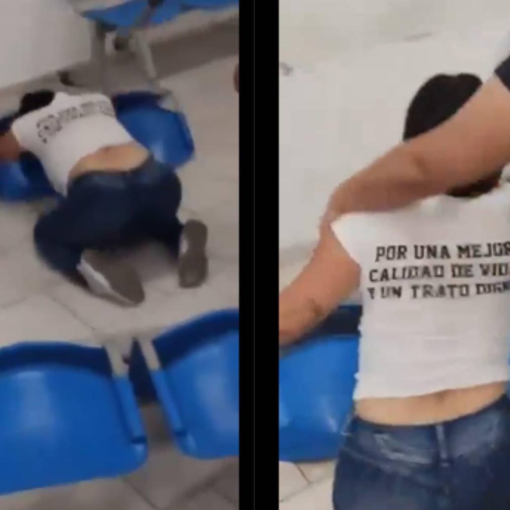 Las imágenes de la mujer tendida en el piso se hicieron virales en redes sociales. Foto: captura de video.