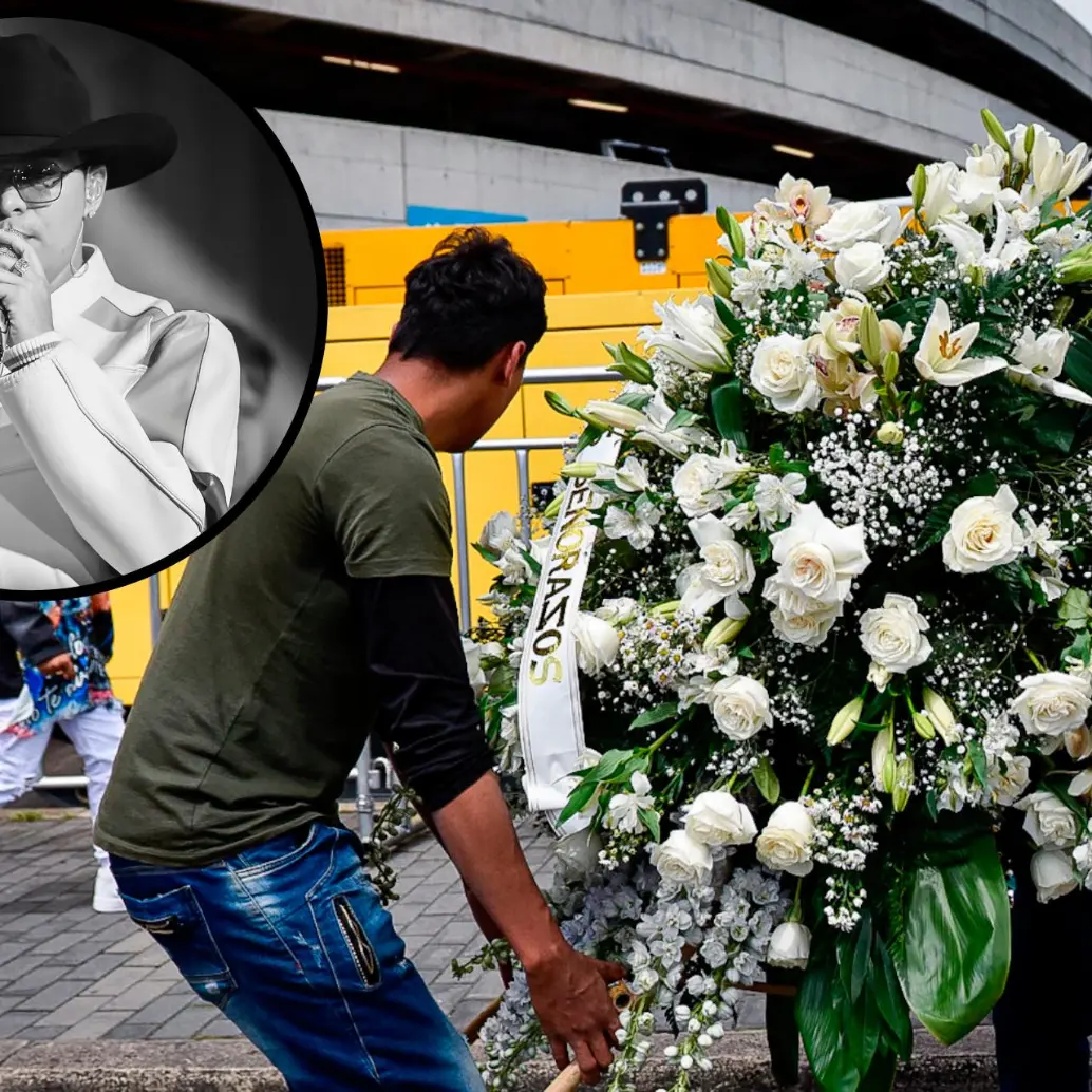 Varias coronas de flores llegaron al Movistar Arena para esta despedida. FOTOS Colprensa y cortesía