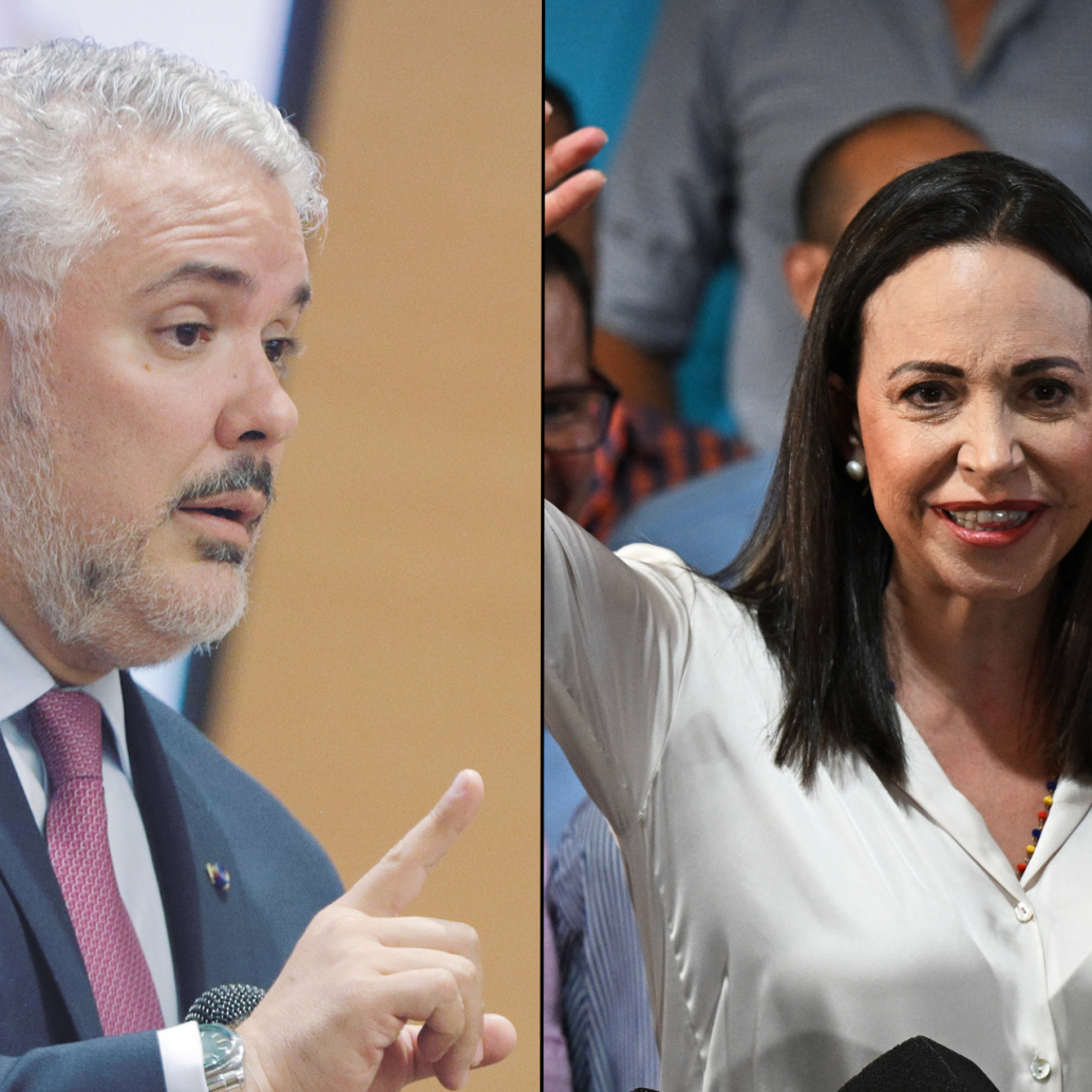 <b>Iván</b><b> Duque alertó sobre los impedimentos sobre Maria Corina Machado por parte del gobierno de Venezuela para las elecciones presidenciales. FOTO: COLPRENSA | AFP</b>