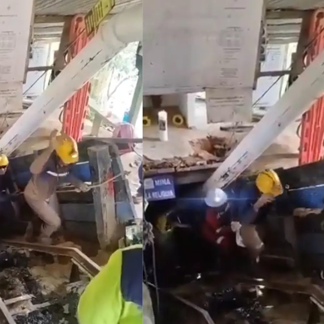 Mineros rescatados en Segovia (Antioquia). FOTO: CAPTURA DE VIDEO