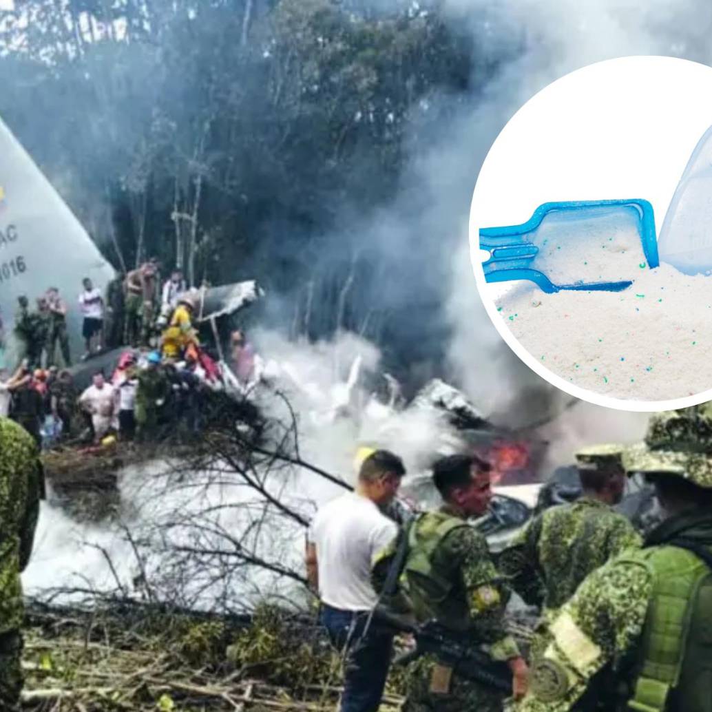 El avión Hércules de las Fuerzas Militares que se precipitó a tierra en Puerto Leguízamo (Putumayo) llevaba 128 personas entre tripulantes, miembros de la Policía y del Ejército. FOTO: AFP y cortesía 