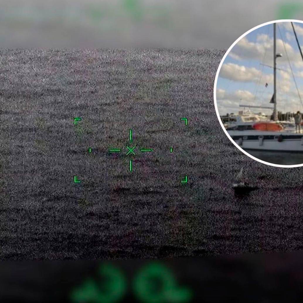 El momento en el que la Marina mexicana localiza en alta mar a las dos embarcaciones que llevan los últimos cargamentos del convoy “Nuestra América”. FOTOS: Tomadas de X @SEMAR_mx