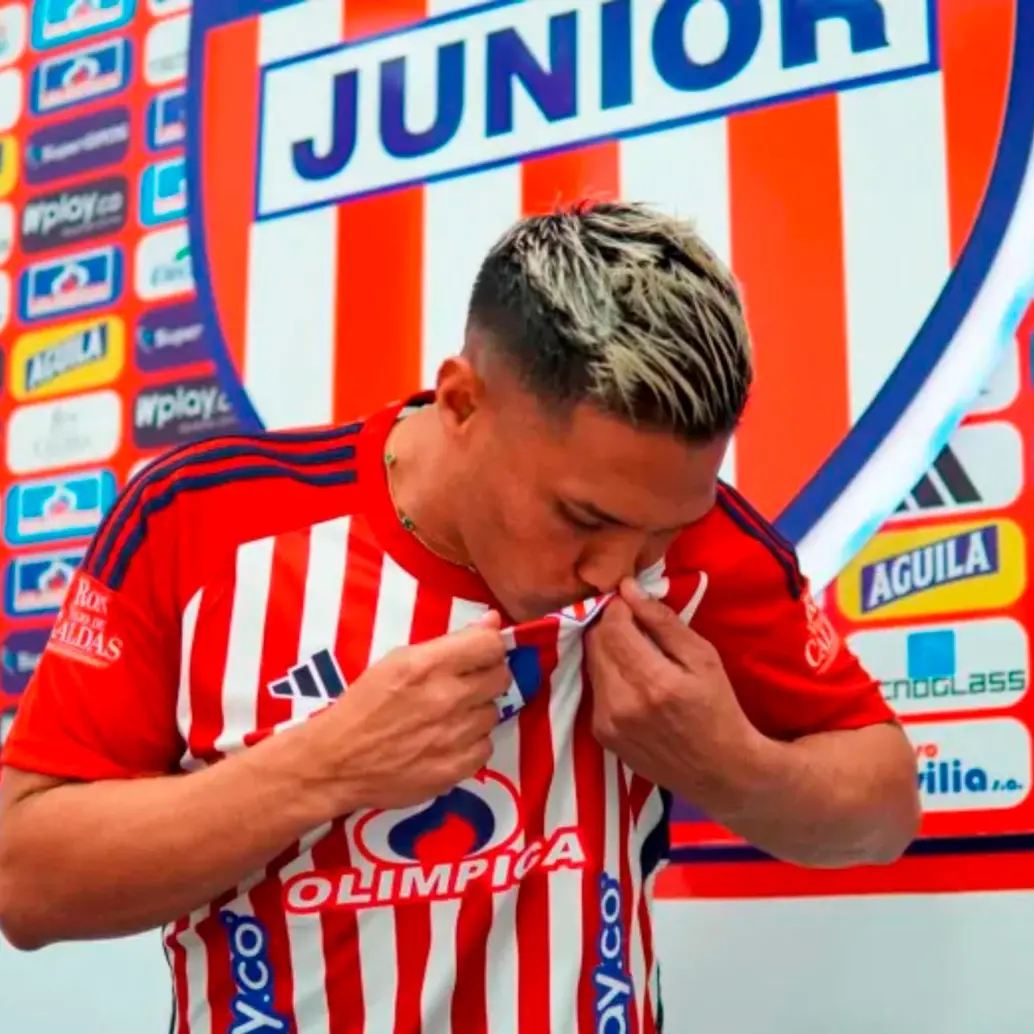 Teófilo Gutiérrez firmó un contrato especial con Junior a principios del 2025. Se termina en julio. FOTO: TOMADA DEL X DE @JuniorClubSA