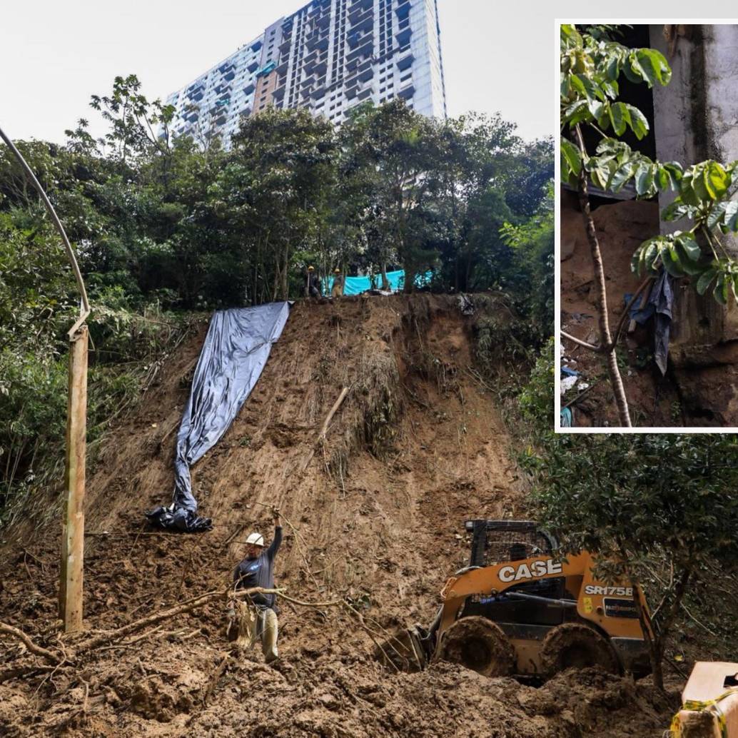 El movimiento en masa se produjo en la madrugada del lunes en el sector San José, de Sabaneta, en el punto de la obra Trrazo y la vía hacia Aires del Campo y Aires del Bosque. FOTOS: Camilo Suárez