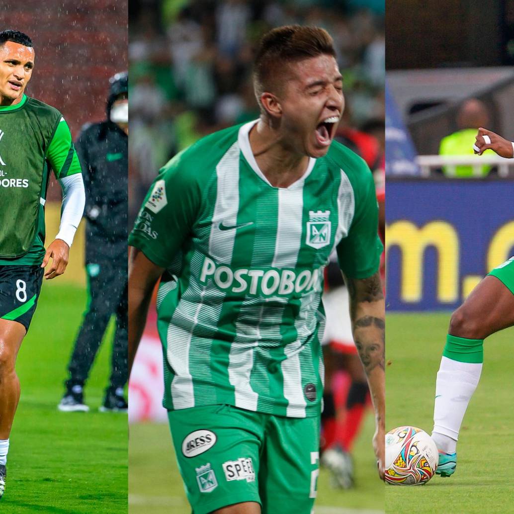 Brayan Rovira, Juan Pablo Ramírez y Yéiler Góez son tres de los jugadores que retornan a Nacional en 2024 en busca de definir su futuro futbolístico. FOTO JUAN ANTONIO SÁNCHEZ, MANUEL SALDARRIAGA Y ENEYDER GUTIÉRREZ